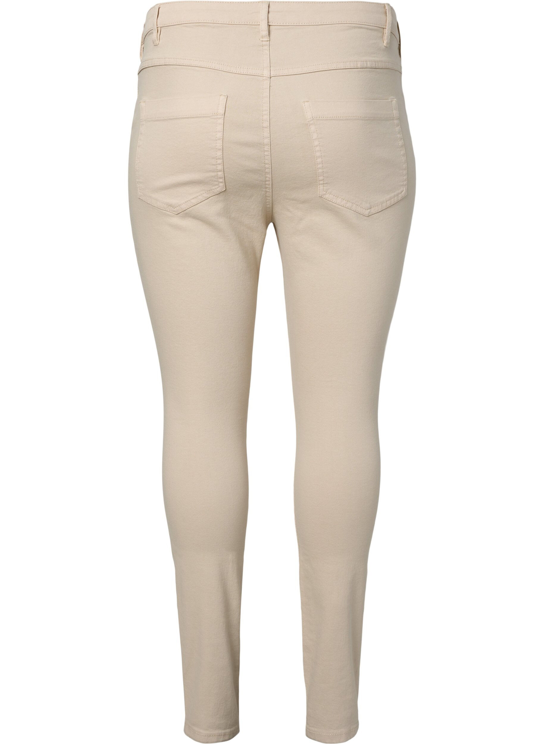 Zizzifashion Super slim fit Amy jeans with high waist, Oatmeal, Packshot image number 1
