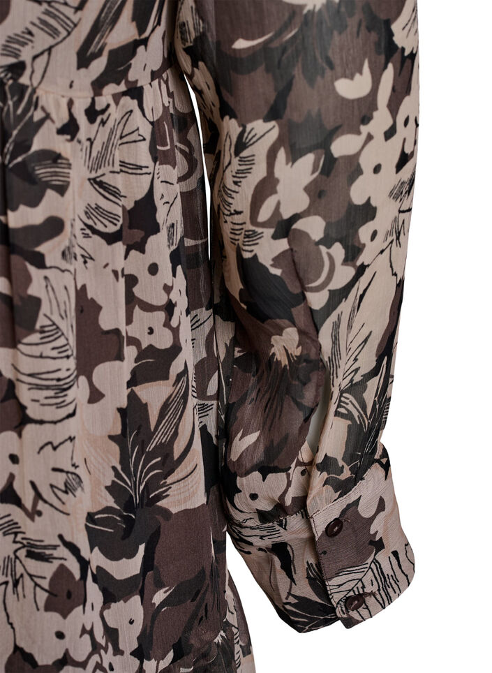 Short A-line dress with floral print, Black, Packshot image number 3