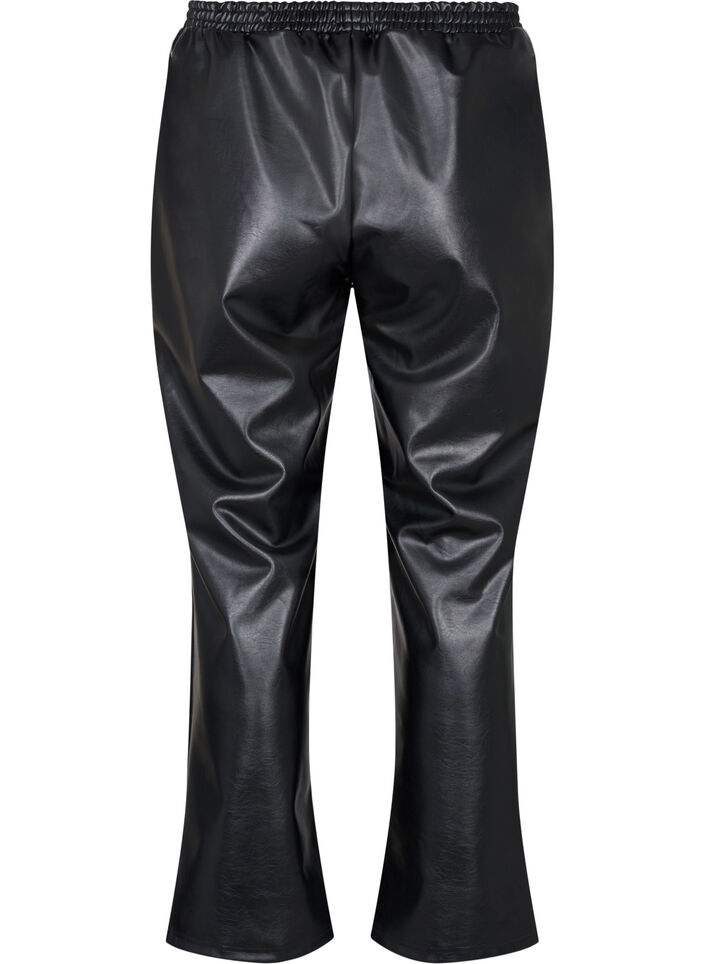 Faux leather trousers with pockets, Black, Packshot image number 1