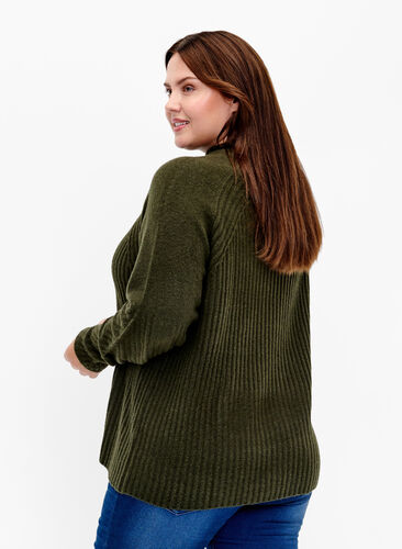 Turtleneck sweater with ribbed texture, Forest Night Mel., Model image number 1