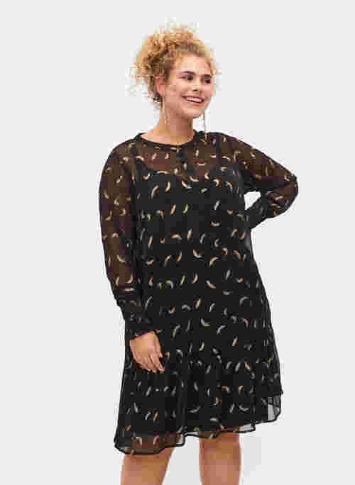 Dress with a-shape and smock
