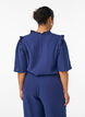 Blouse in cotton muslin with broderie anglaise and 1/2 sleeves, Blue, Model image number 2