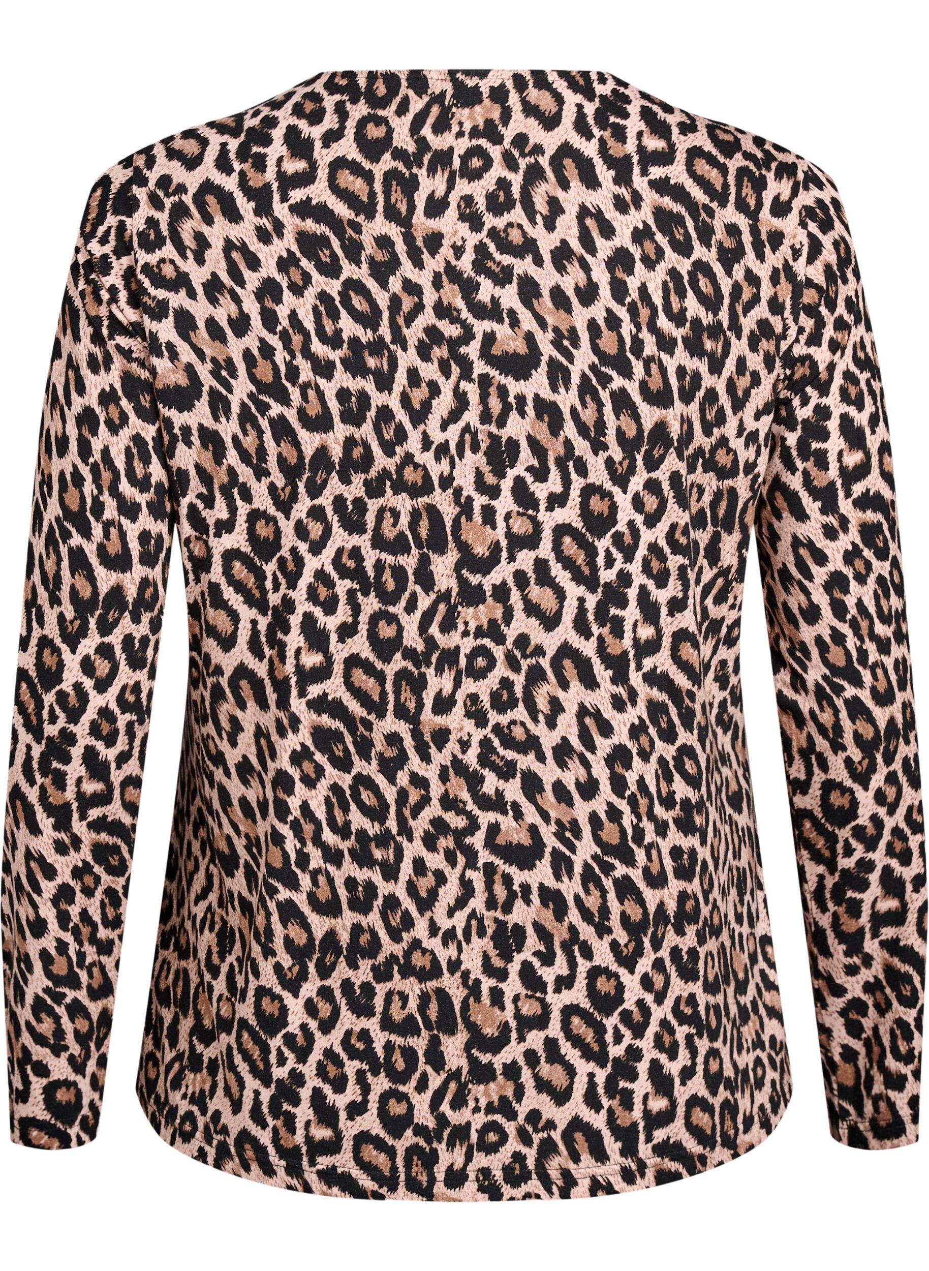 Zizzifashion Long-sleeved blouse with leopard print, Brown, Packshot image number 1