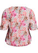 Floral blouse with short sleeves and smock, Rose, Packshot image number 1