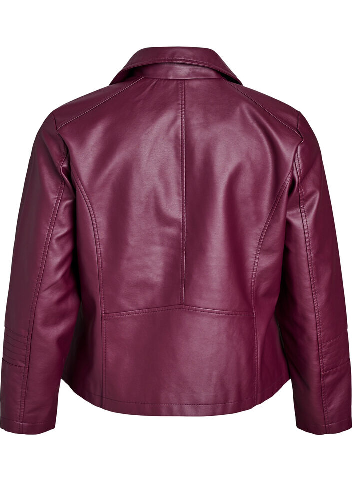 Faux leather biker jacket, Red, Packshot image number 1