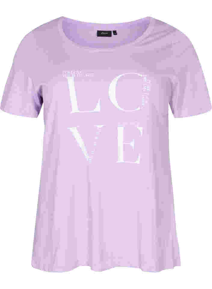 Short-sleeved cotton t-shirt with print, Lavendula LOVE, Packshot image number 0