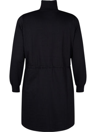 Sweatshirt dress with zip and drawstring - Black - Sz. M - Zizzifashion