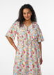 Viscose midi dress with a floral print and ruffle collar, Rose, Model image number 2