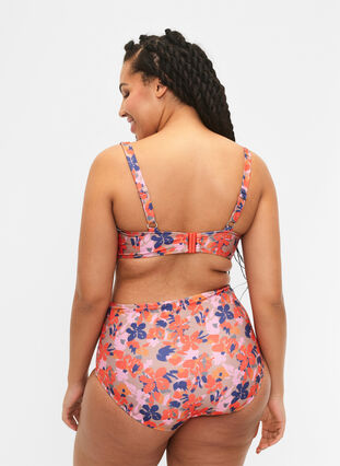 Extra high-waisted bikini bottom with print, Retro Flower, Model image number 1