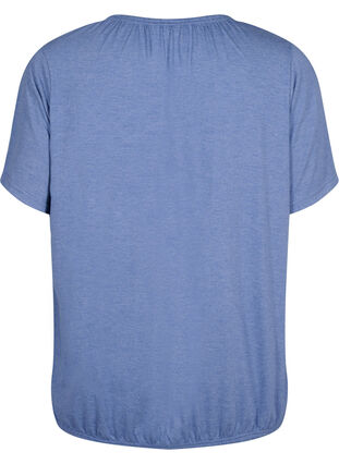 Melange blouse with short sleeves, Moonlight Blue Mel., Packshot image number 1