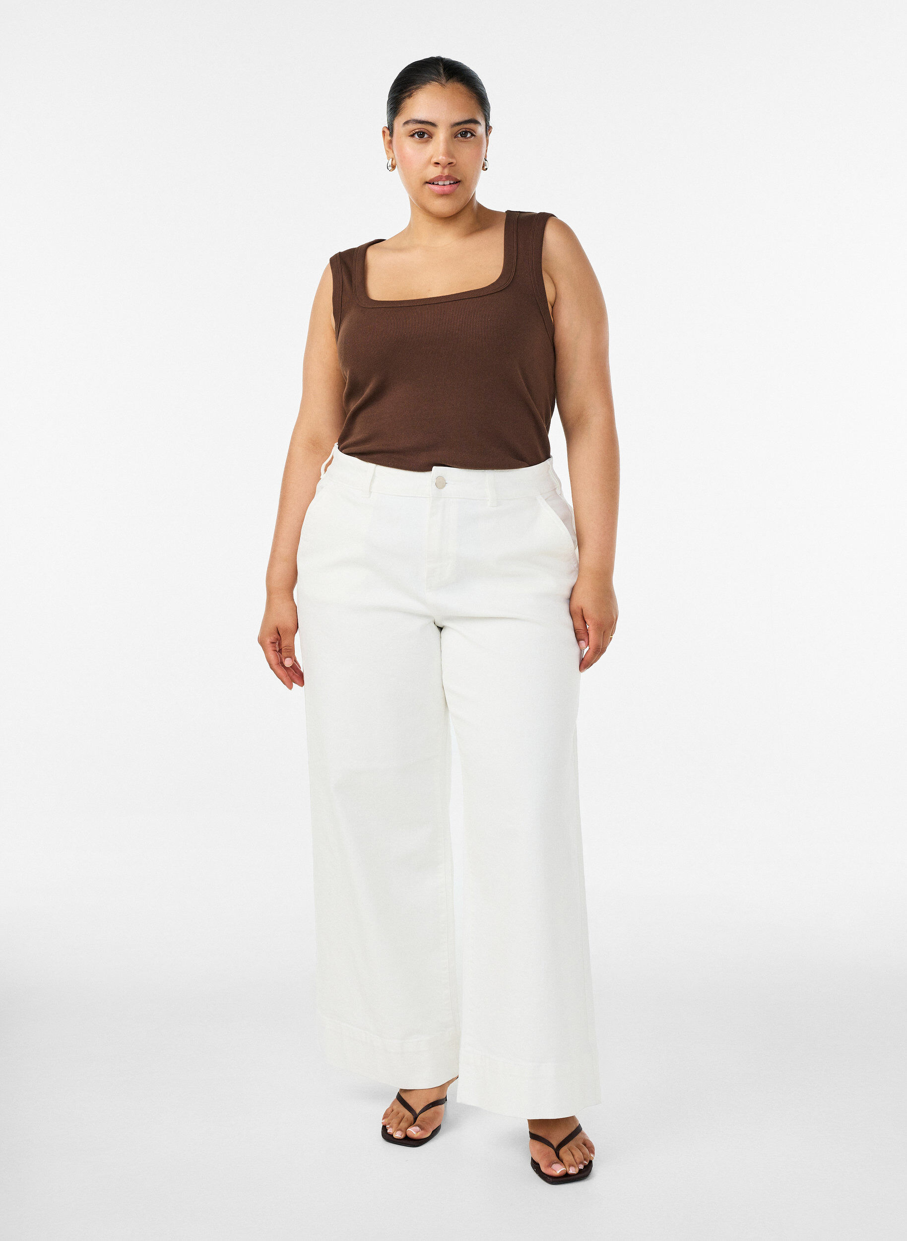 ZizzifashionMyra high-waist wide fit jeans, White, Model image number 0