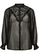 Shirt blouse with lace insert and dot pattern, Black, Packshot image number 0