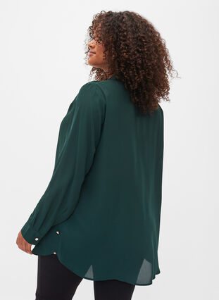 Long sleeve shirt with ruffle collar, Scarab, Model image number 1