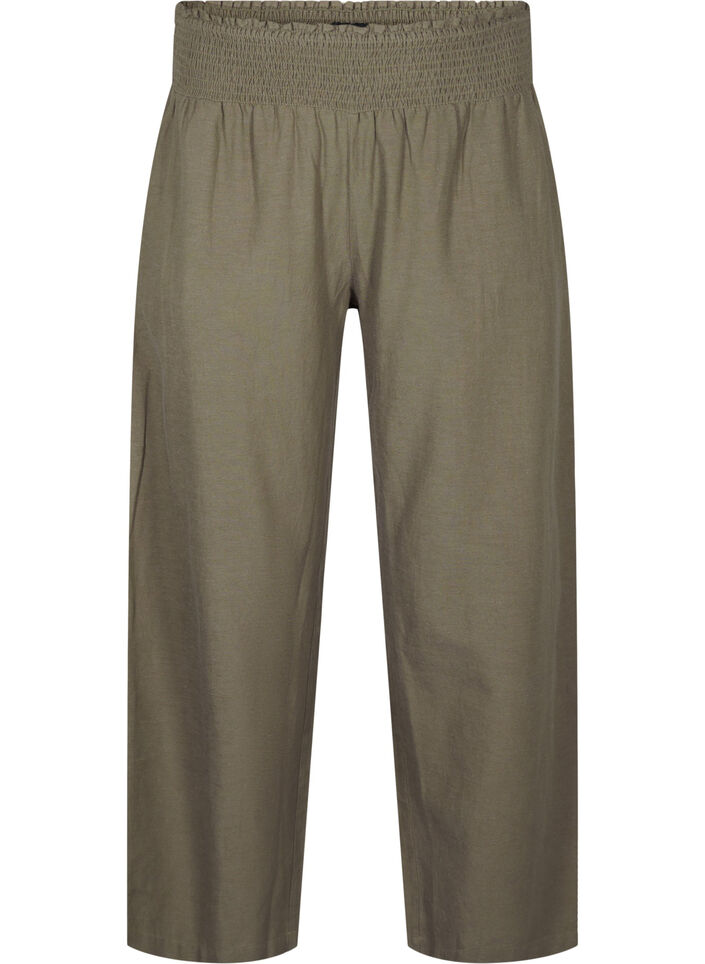 Smock pants with linen, Green, Packshot image number 0