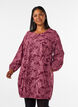 Short cotton dress with an elasticated hem and long sleeves, Dark Bordeaux, Model image number 0