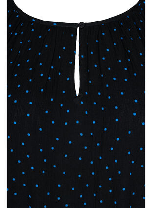Printed viscose tunic with 3/4-length sleeves , Black w. Blue Dot, Packshot image number 2