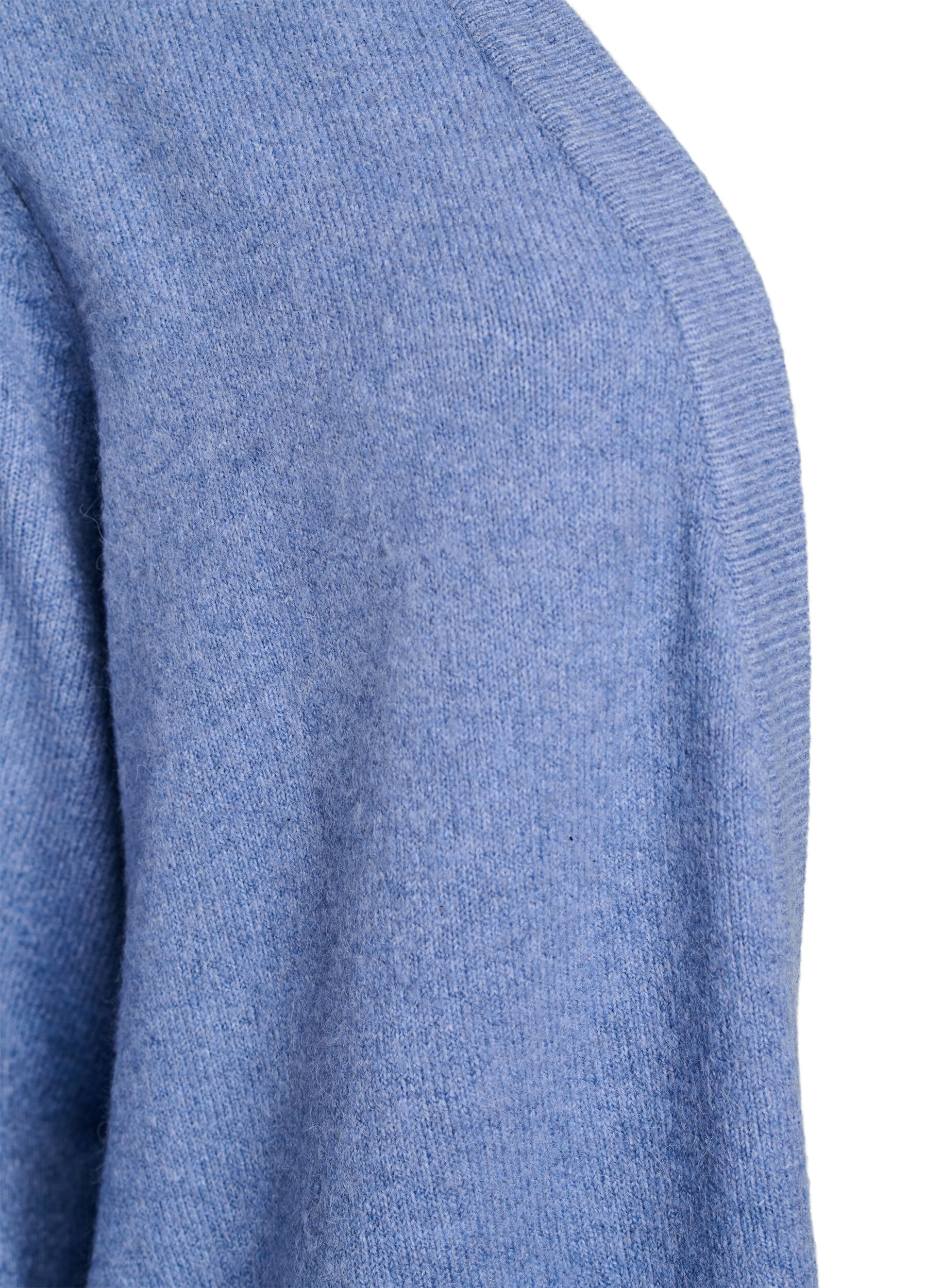 ZizzifashionRibbed Knit Cardigan with Pockets, Blue, Packshot image number 2