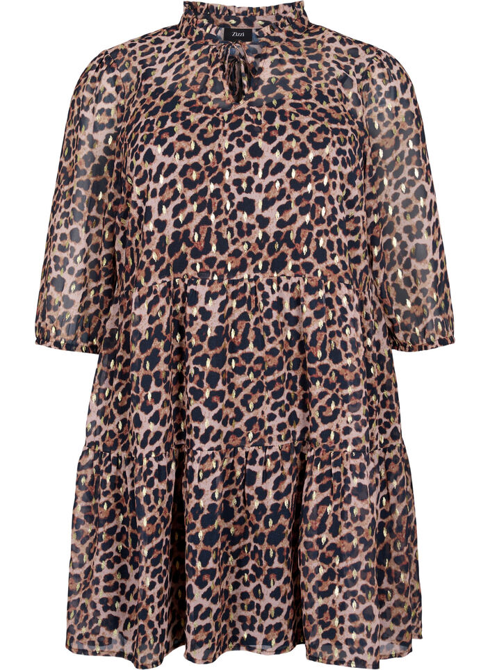 Tunic with leo print and lurex, Leopard AOP, Packshot image number 0
