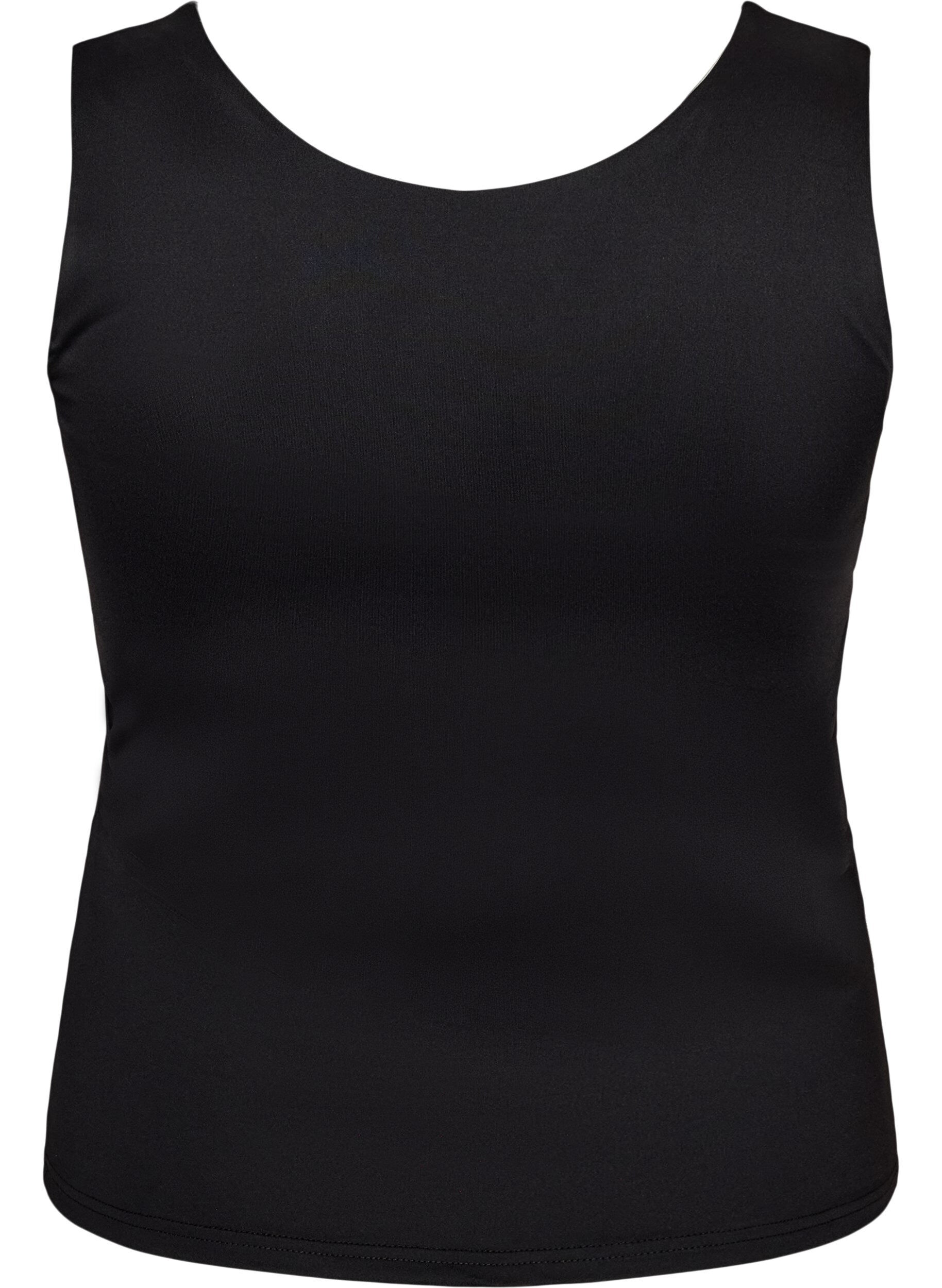 ZizzifashionFitted basic top in a smooth fabric, Black, Packshot image number 1
