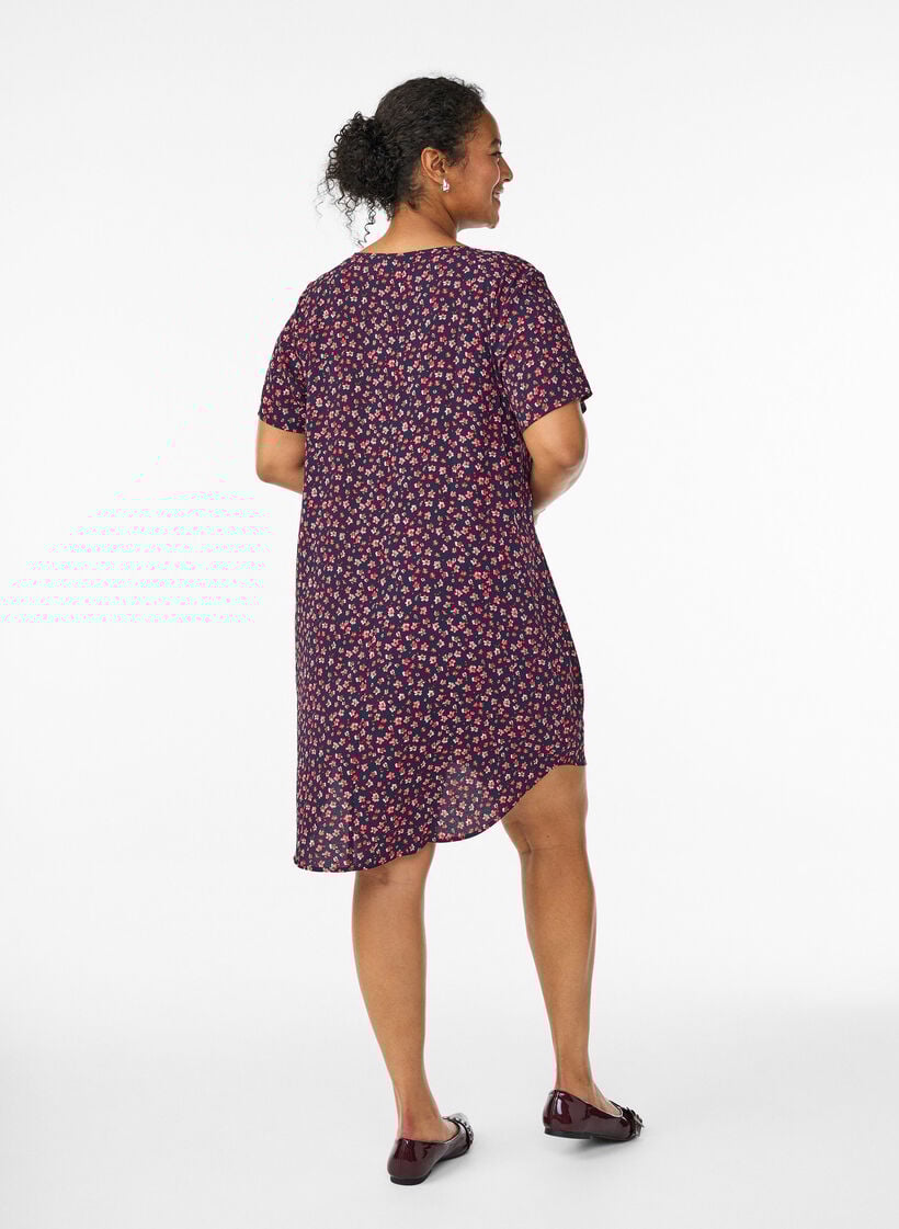 Dress with print and short sleeves, Blue, Model image number 2