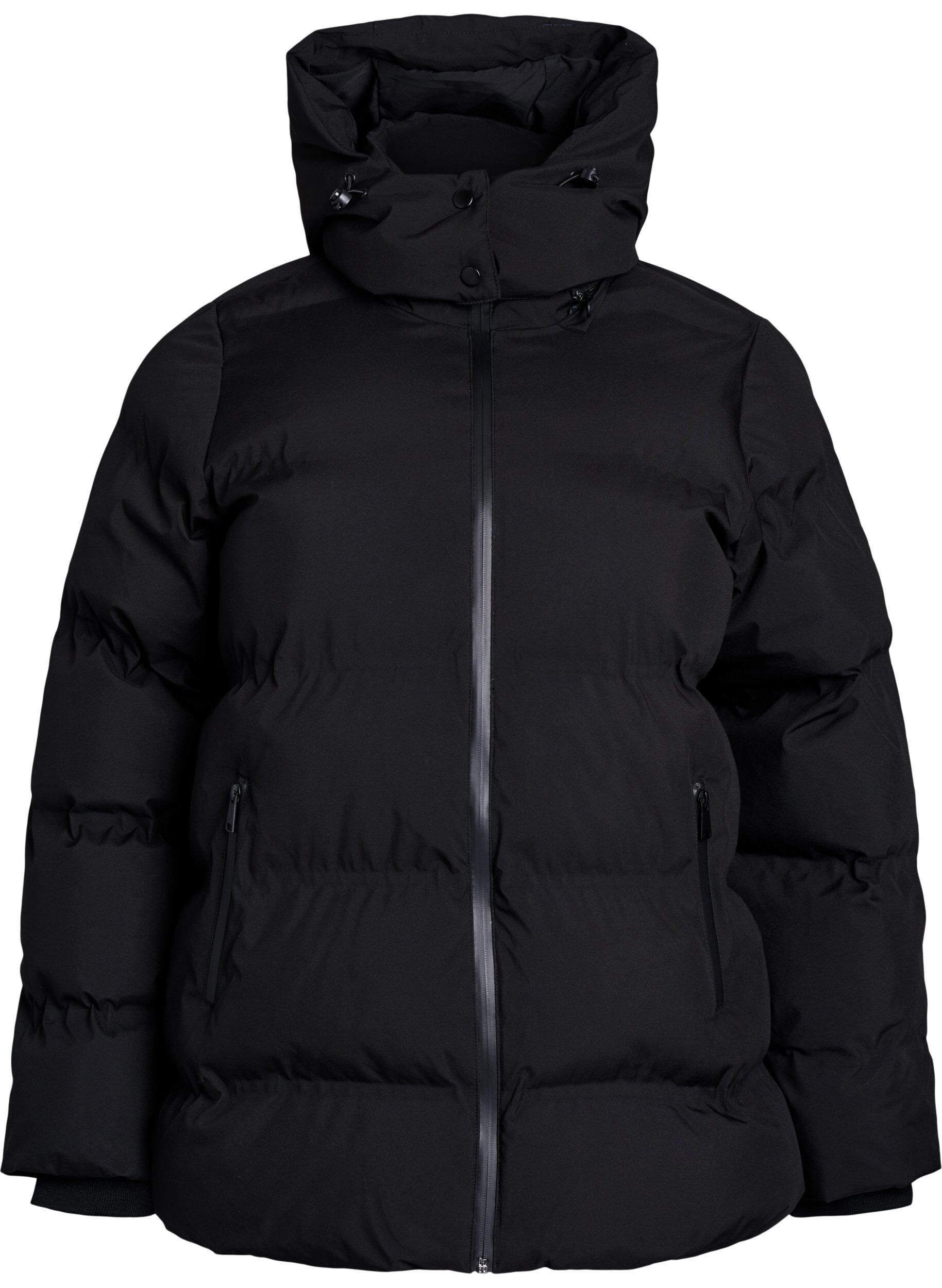 Short puffer jacket with hood - Black - Sz. 40-64 - Zizzifashion