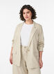 Blazer in linen and viscose with lapels and pockets, Beige, Model image number 0