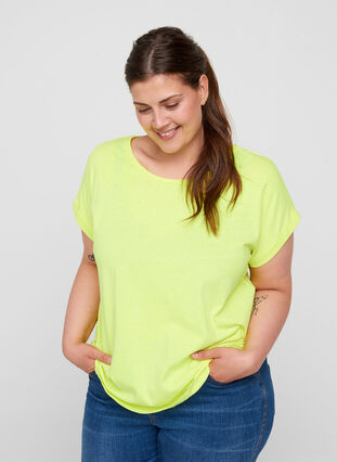 Neon-coloured cotton t-shirt, Neon Lime, Model image number 0