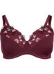 Padded bra with floral embroidery, Dark Bordeaux, Packshot image number 0