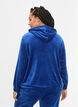 Velour cardigan with zipper and hood, Blue, Model image number 2