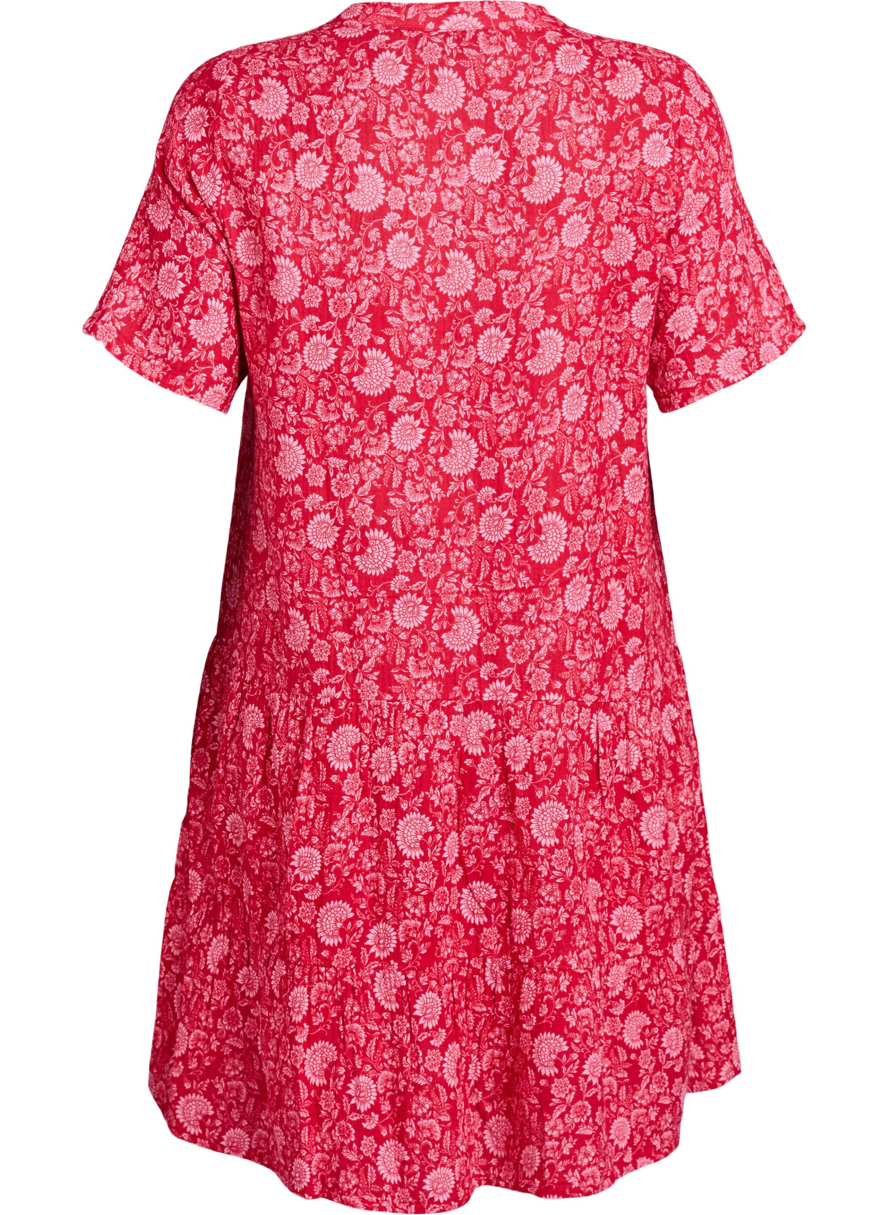 ZizzifashionShort A-line dress in cotton muslin, Red, Packshot image number 1