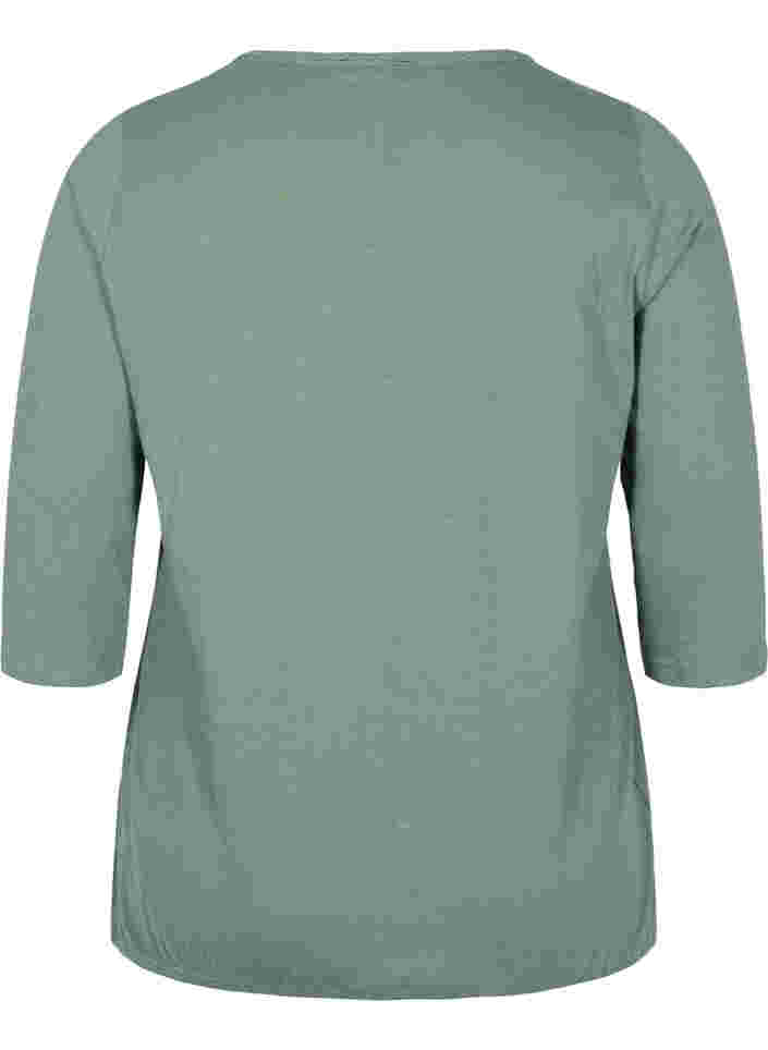 Solid-coloured, 3/4-sleeves cotton blouse, Laurel Wreath, Packshot image number 1