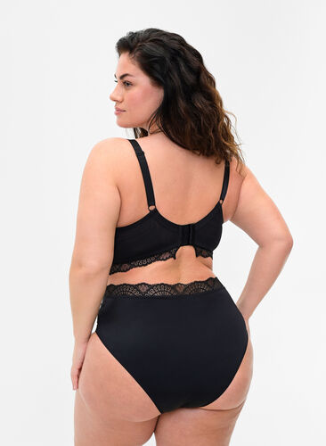 High waisted tai knickers with laces, Black, Model image number 1