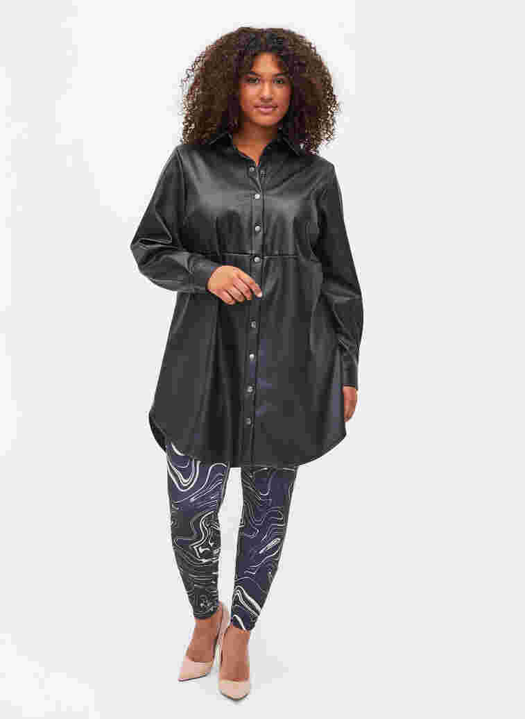 Printed leggings, Black Swirl AOP, Model image number 1