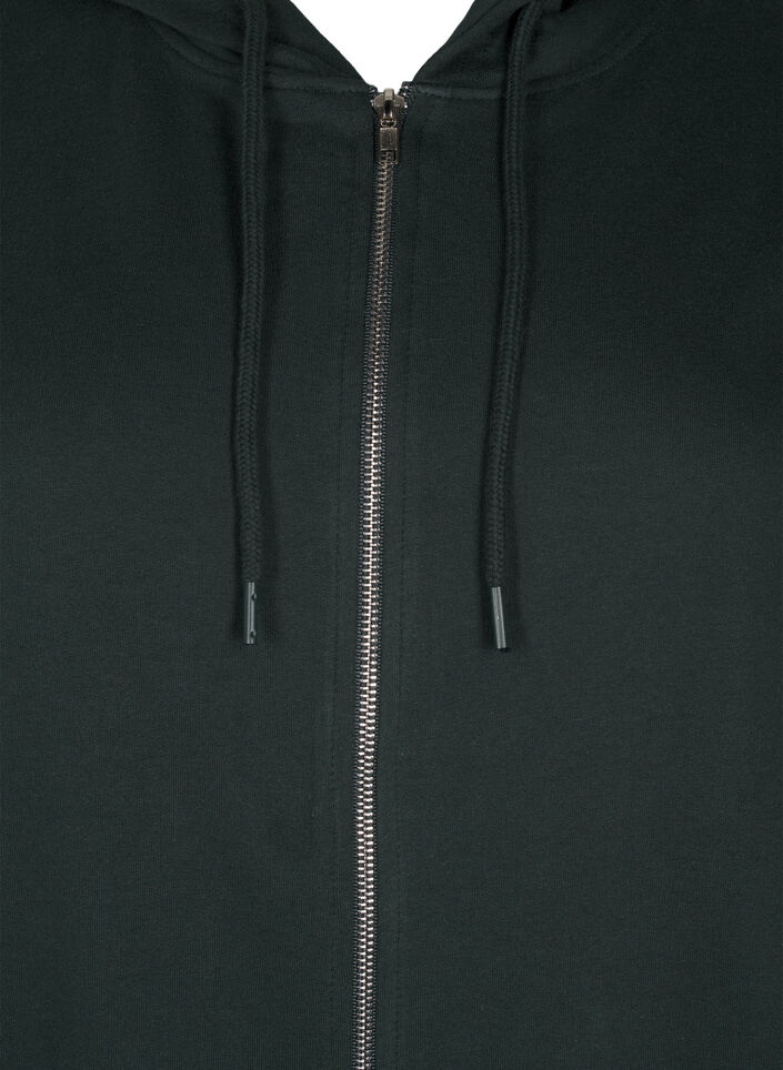 Long cotton sweat cardigan with hood, Green, Packshot image number 2