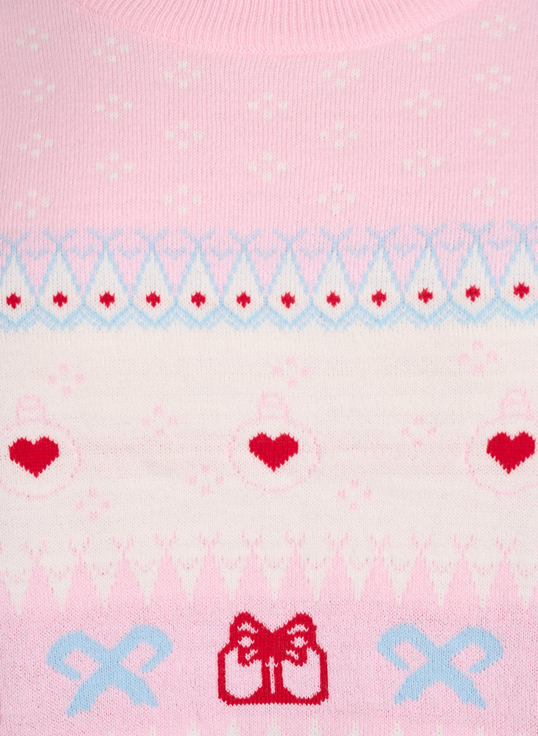 Zizzifashion Knit blouse with Christmas motif, Pink, Packshot image number 2