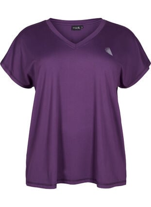 Loose training t-shirt with v-neck, Purple Pennant, Packshot image number 0
