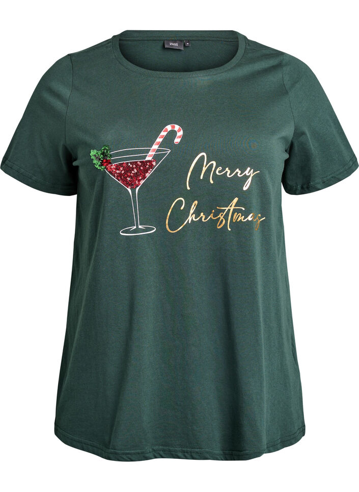 Christmas t-shirt in organic cotton, Green, Packshot image number 0
