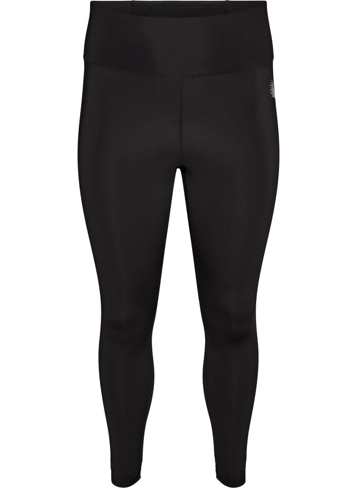 Training tights with a high waist and pocket in the waistband, Black, Packshot image number 0