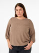 Blouse with texture and 3/4 sleeves, Brown, Model image number 0