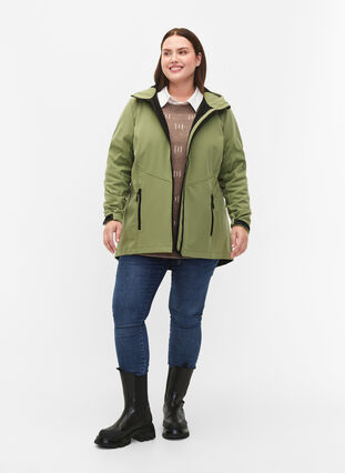 Short softshell jacket with pockets, Oil Green, Model image number 2
