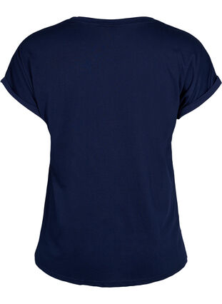 Short sleeved cotton blend t-shirt, Navy Blazer, Packshot image number 1
