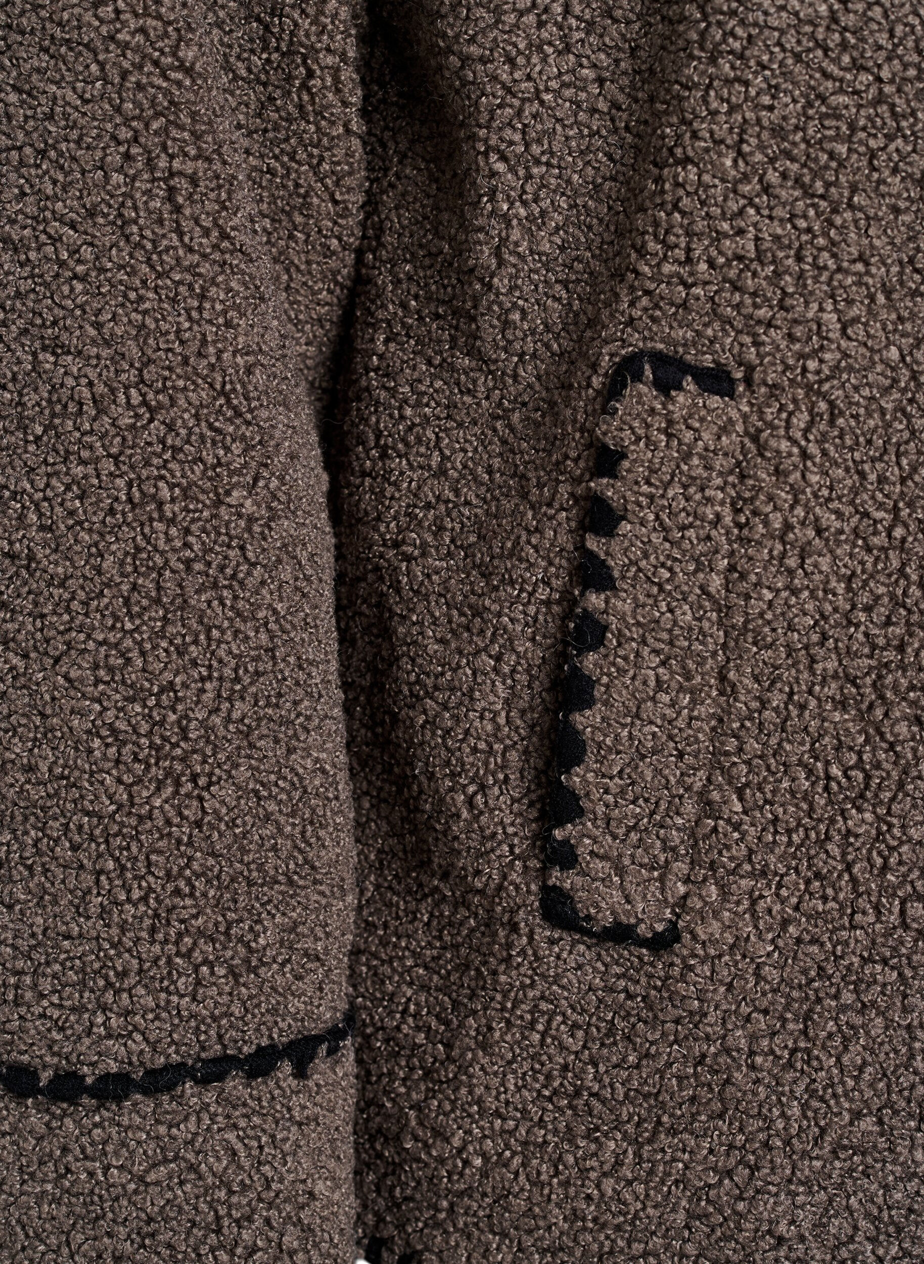 ZizzifashionTeddy jacket with contrast details, Brown, Packshot image number 3