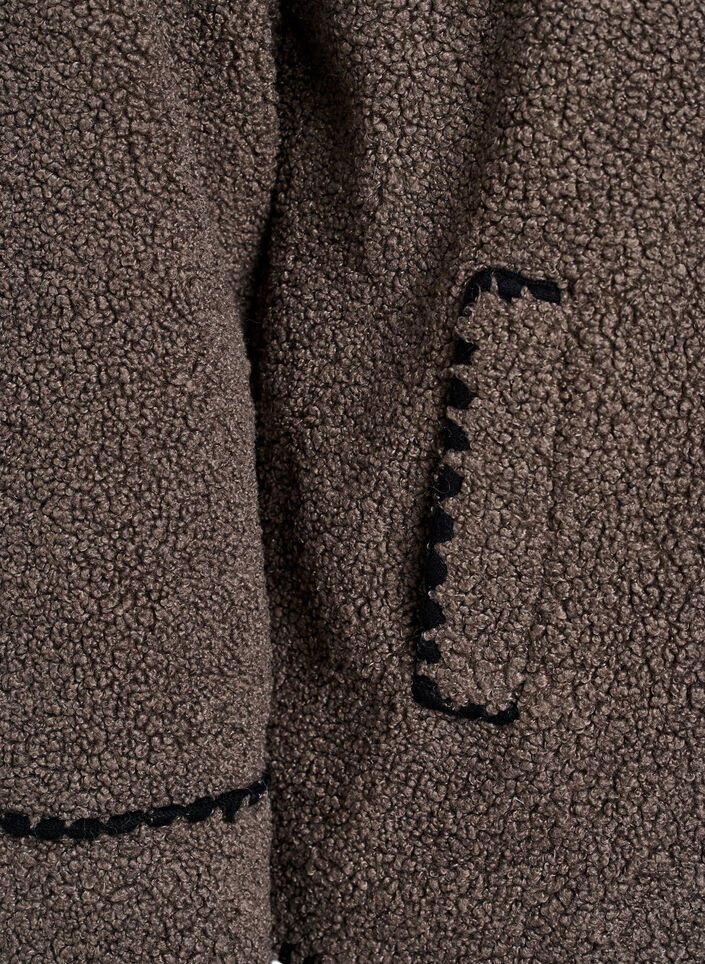 Teddy jacket with contrast details, Brown, Packshot image number 3