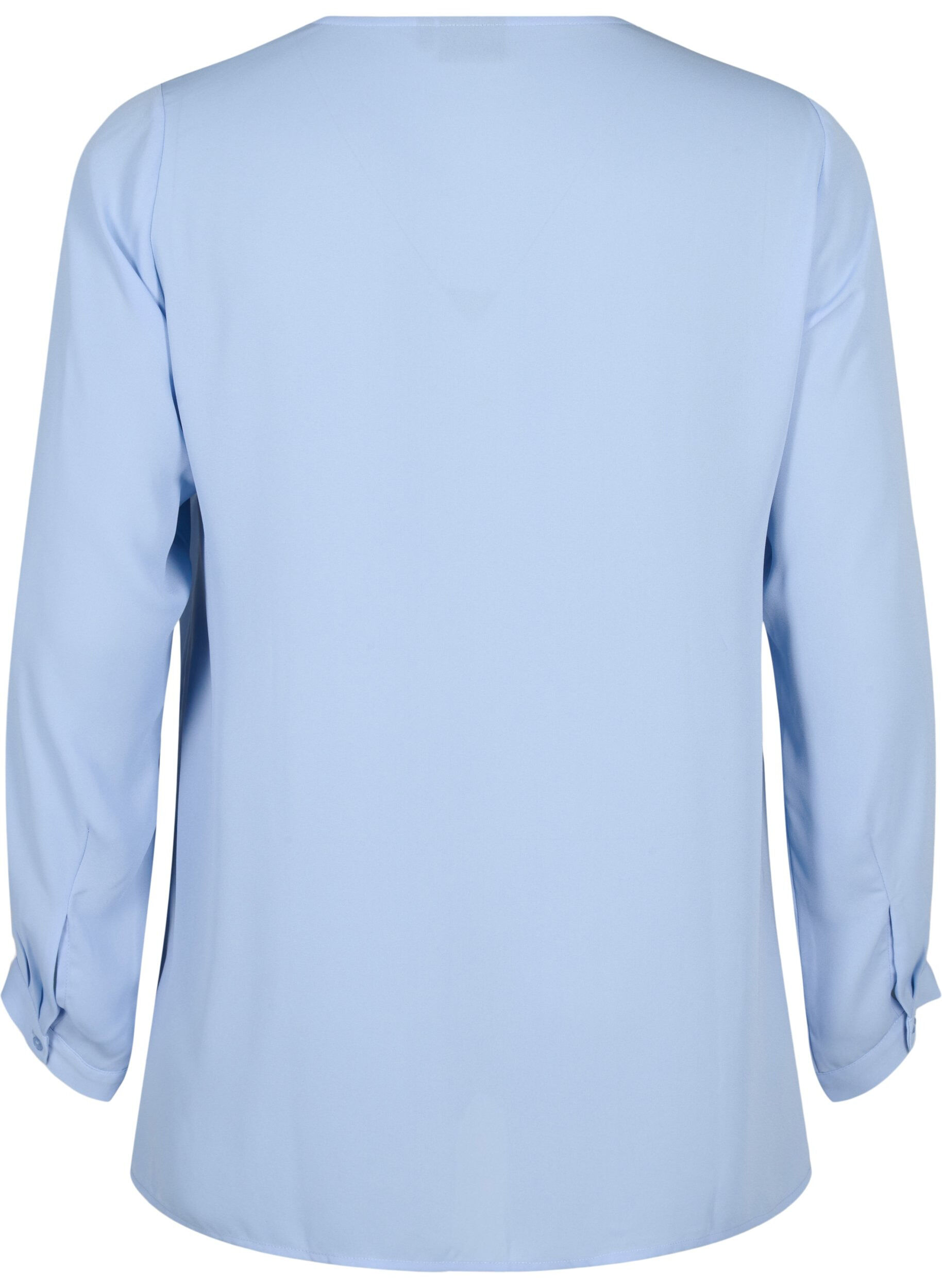 Zizzifashion Solid colour shirt with v-neck, Serenity, Packshot image number 1