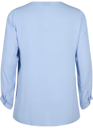 Solid colour shirt with v-neck, Serenity, Packshot image number 1