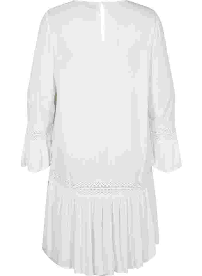 viscose dress with lace detail, Off White, Packshot image number 1