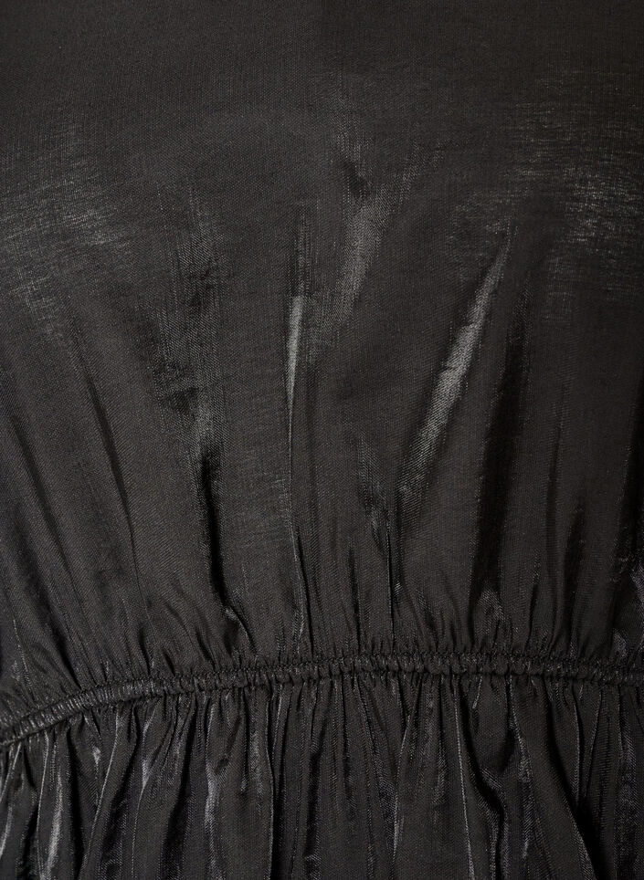 Shiny viscose blouse with peplum effect, Black, Packshot image number 2