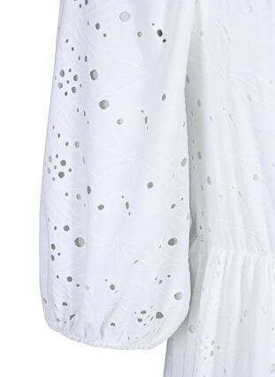 Maxi dress with lace pattern and a square neckline, Bright White, Packshot image number 3