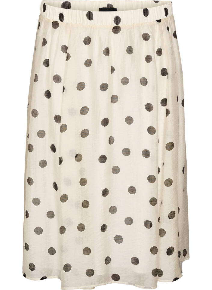 A-line midi skirt with polka dots, Vanilla, Packshot image number 0