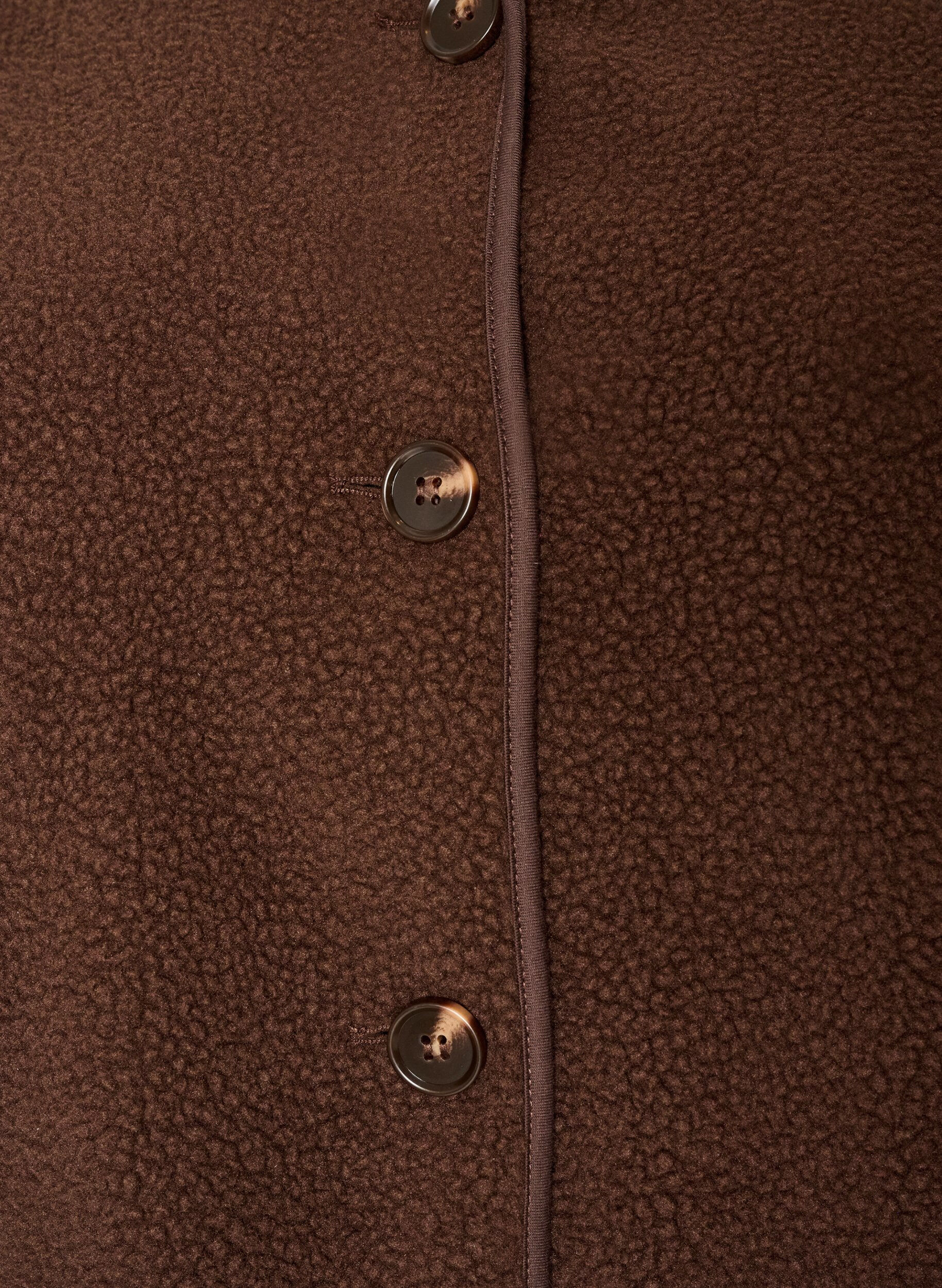 ZizzifashionTeddy jacket with a round neck and buttons, Brown, Packshot image number 2